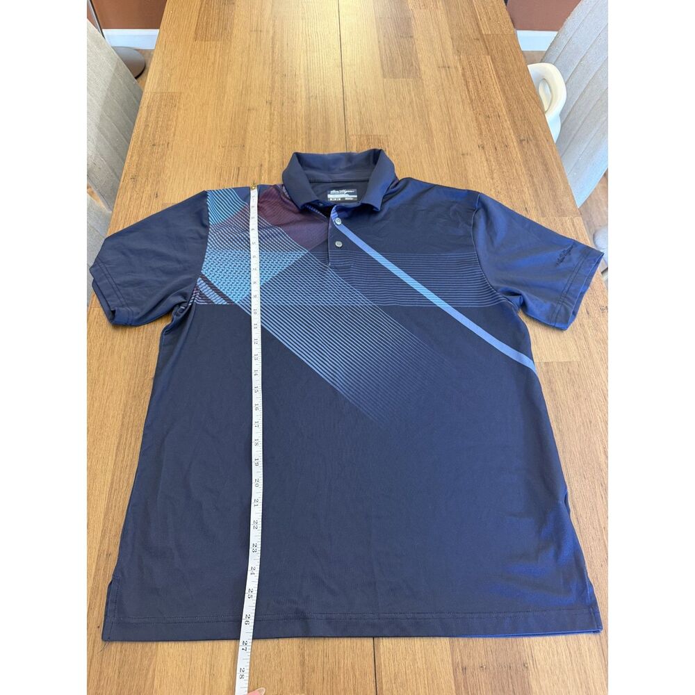 Ben Hogan Mens Performance Golf Polo Shirt M Geometric Navy Blue Short Sleeve